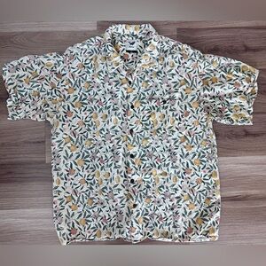 Yiume William Morris Fruit Print Hawaiian Shirt Short Sleeve Tencel Mens 2XL